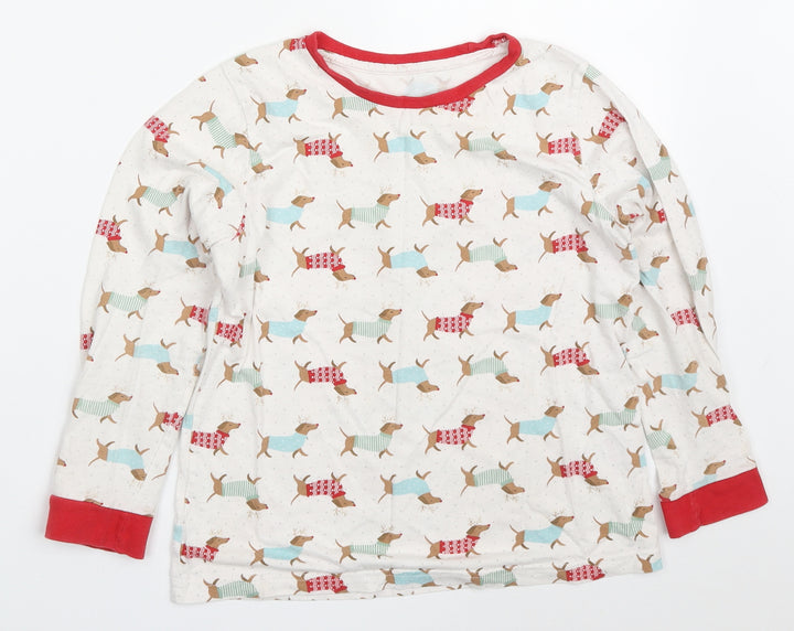 Matalan Girls Multicoloured Solid Cotton Top Pyjama Top Size 10 Years Pullover - Sausage Dog