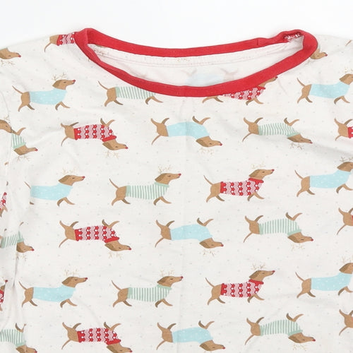 Matalan Girls Multicoloured Solid Cotton Top Pyjama Top Size 10 Years  Pullover - Sausage Dog