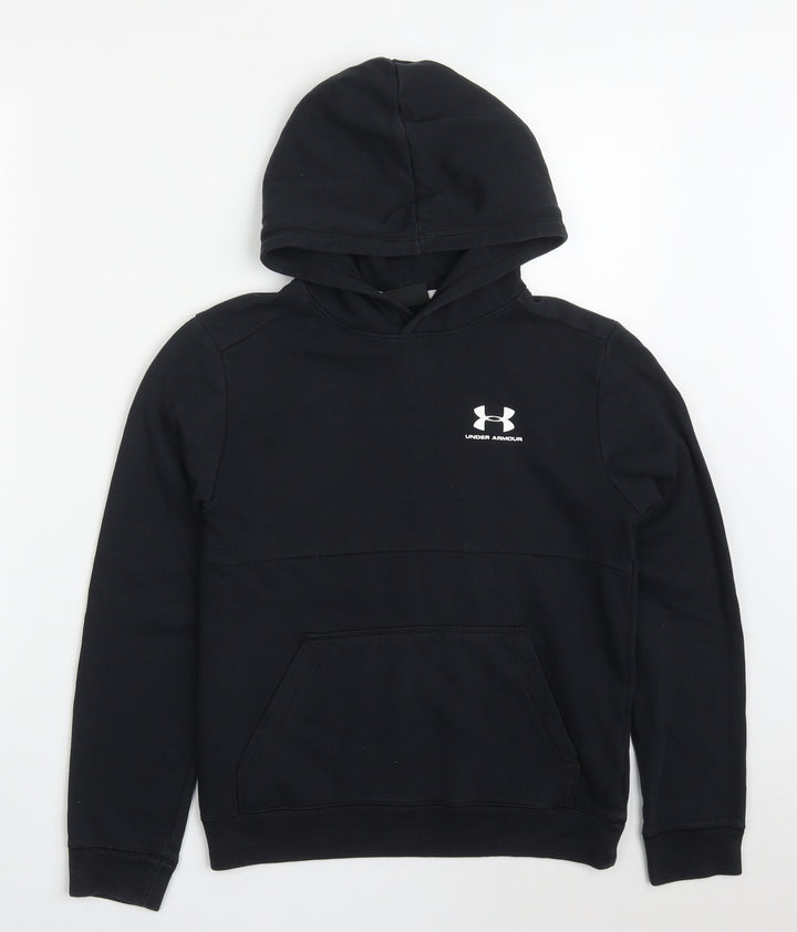 Under armour Boys Black Cotton Pullover Hoodie Size 11-12 Years Pullover