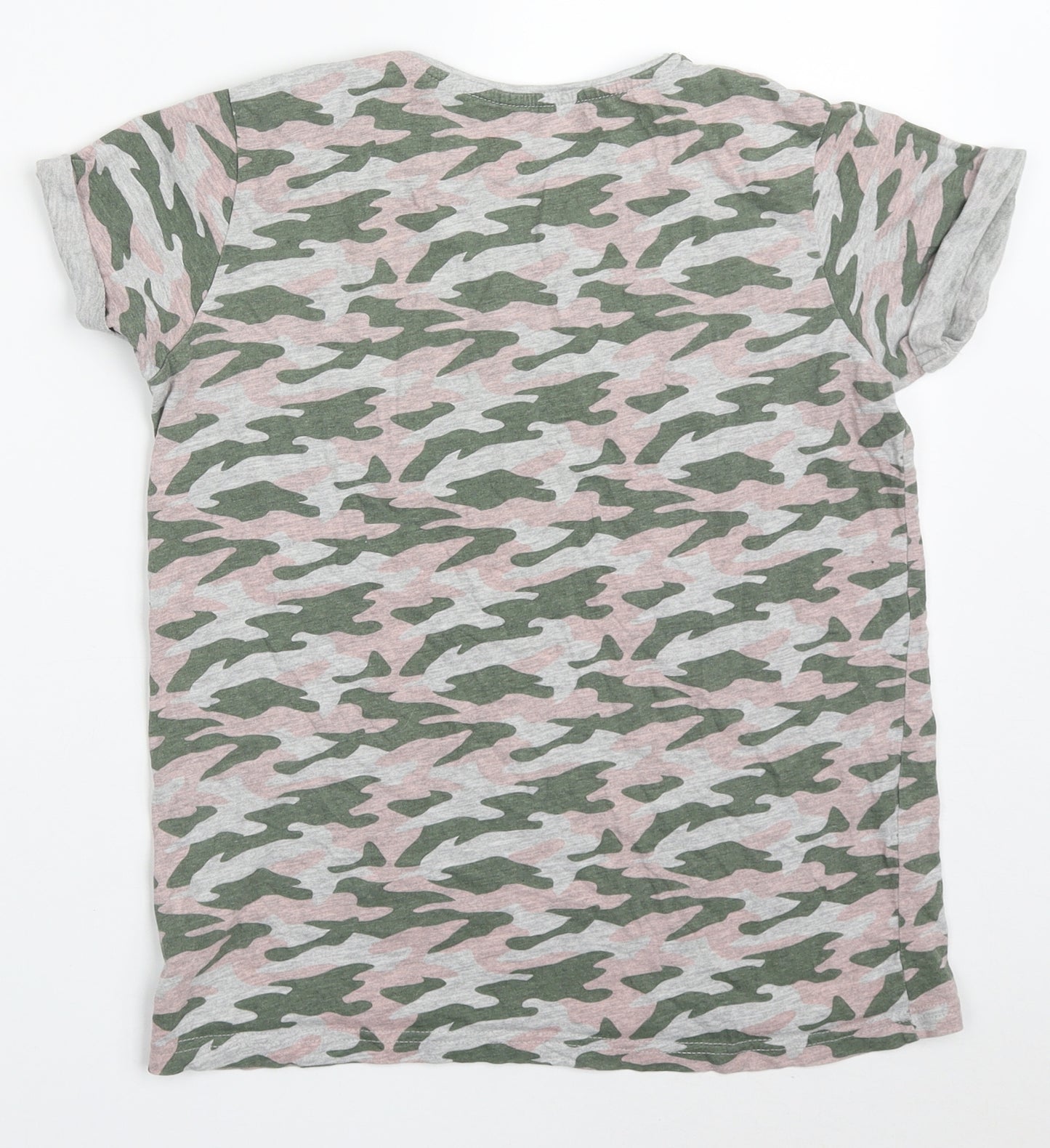 Primark Girls Multicoloured Camouflage Cotton Basic T-Shirt Size 13-14 Years Crew Neck Pullover - Be Kind