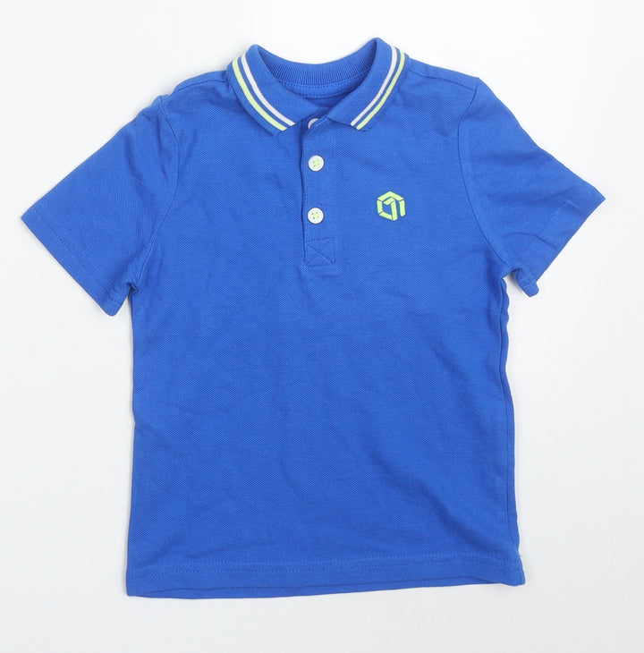 F&F Boys Blue Cotton Basic Polo Size 12-18 Months Collared Pullover