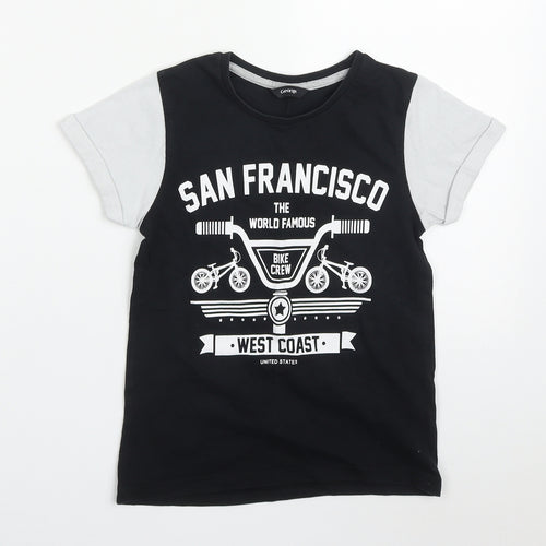 George Boys Black  Cotton Basic T-Shirt Size 6-7 Years Crew Neck Pullover - San Francisco
