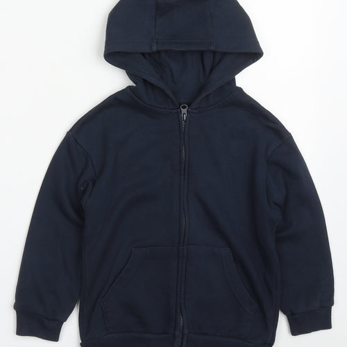 Dunnes Boys Blue  Cotton Full Zip Hoodie Size 5-6 Years  Zip