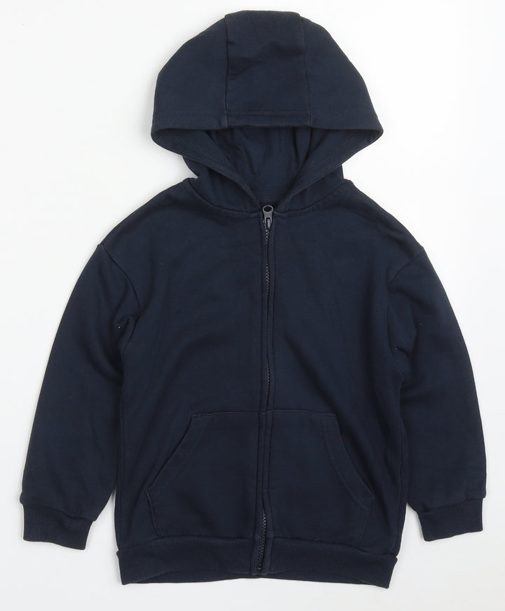 Dunnes Boys Blue  Cotton Full Zip Hoodie Size 5-6 Years  Zip