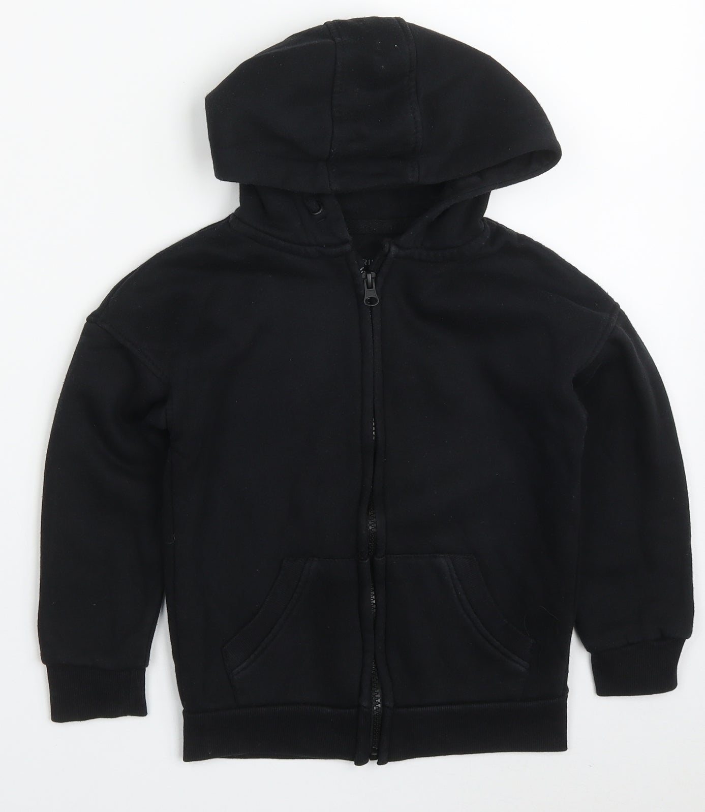 Primark Boys Black  Cotton Full Zip Hoodie Size 5-6 Years  Zip