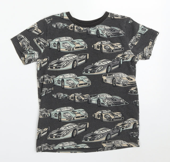 TU Boys Grey  Cotton Basic T-Shirt Size 8 Years Crew Neck Pullover - Cars