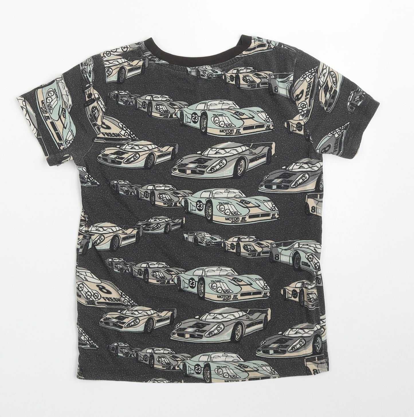 TU Boys Grey  Cotton Basic T-Shirt Size 8 Years Crew Neck Pullover - Cars