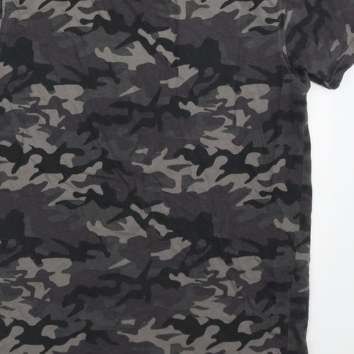George Boys Grey Camouflage Cotton Basic T-Shirt Size 8-9 Years Crew Neck Pullover