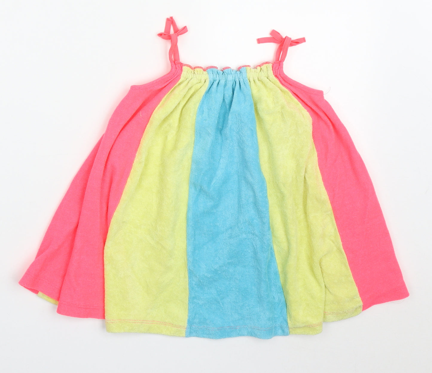 Marks and Spencer Girls Multicoloured Striped Cotton A-Line  Size 12-18 Months  Round Neck Pullover