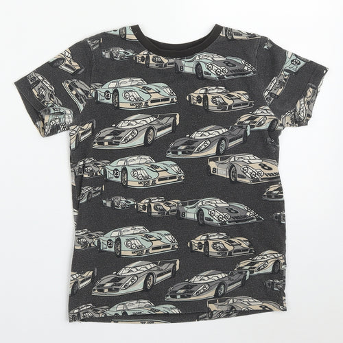 TU Boys Grey  Cotton Basic T-Shirt Size 8 Years Crew Neck Pullover - Cars