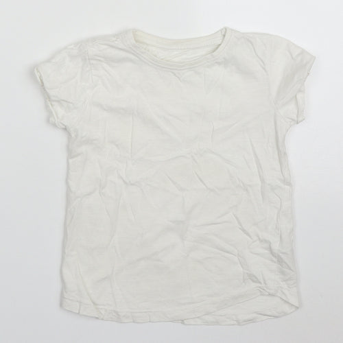 Dunnes Boys White  Cotton Basic T-Shirt Size 4-5 Years Crew Neck Pullover