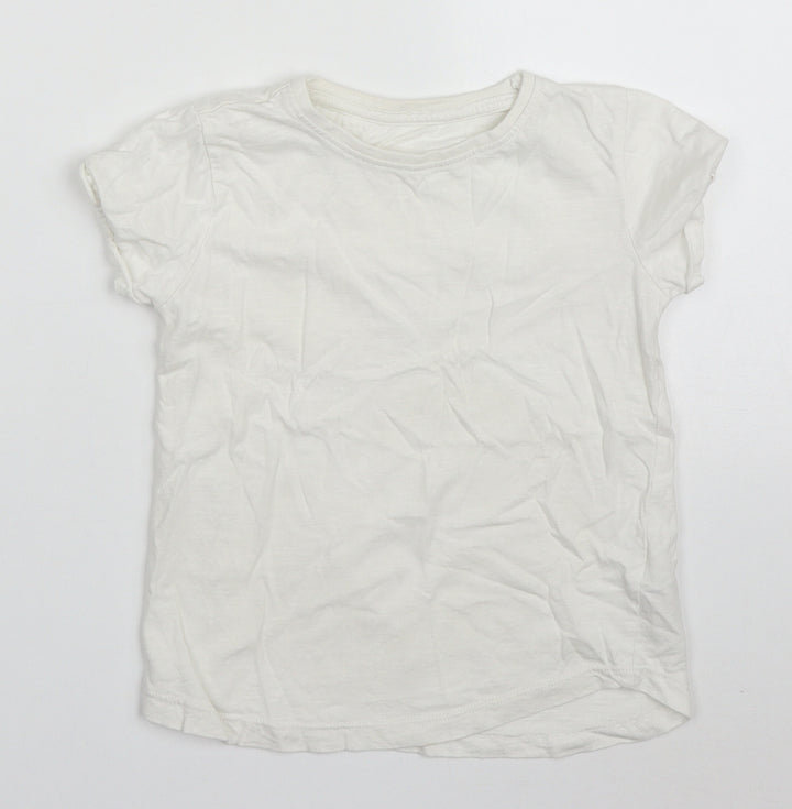 Dunnes Boys White Cotton Basic T-Shirt Size 4-5 Years Crew Neck Pullover