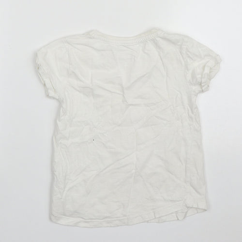 Dunnes Boys White  Cotton Basic T-Shirt Size 4-5 Years Crew Neck Pullover