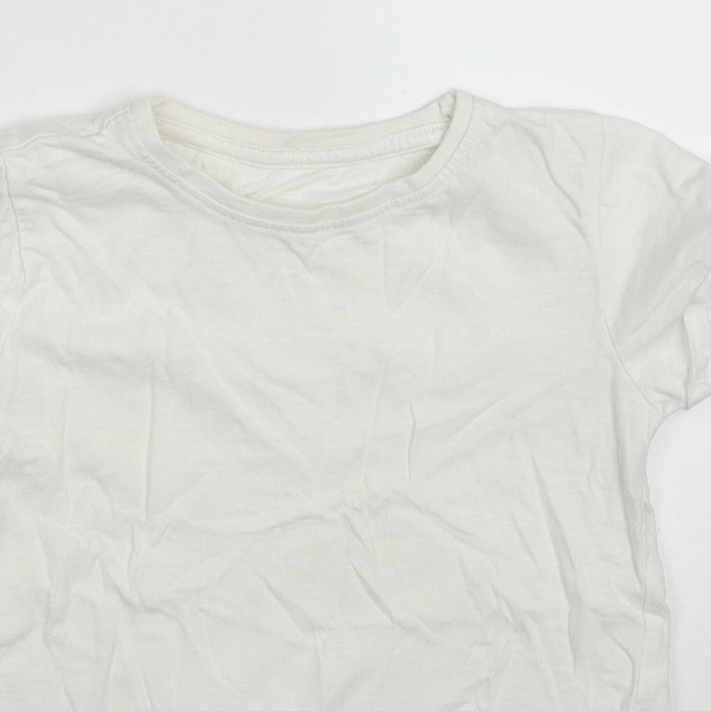 Dunnes Boys White  Cotton Basic T-Shirt Size 4-5 Years Crew Neck Pullover