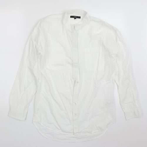 NEXT Womens White  Cotton Basic Button-Up Size 8 Collared