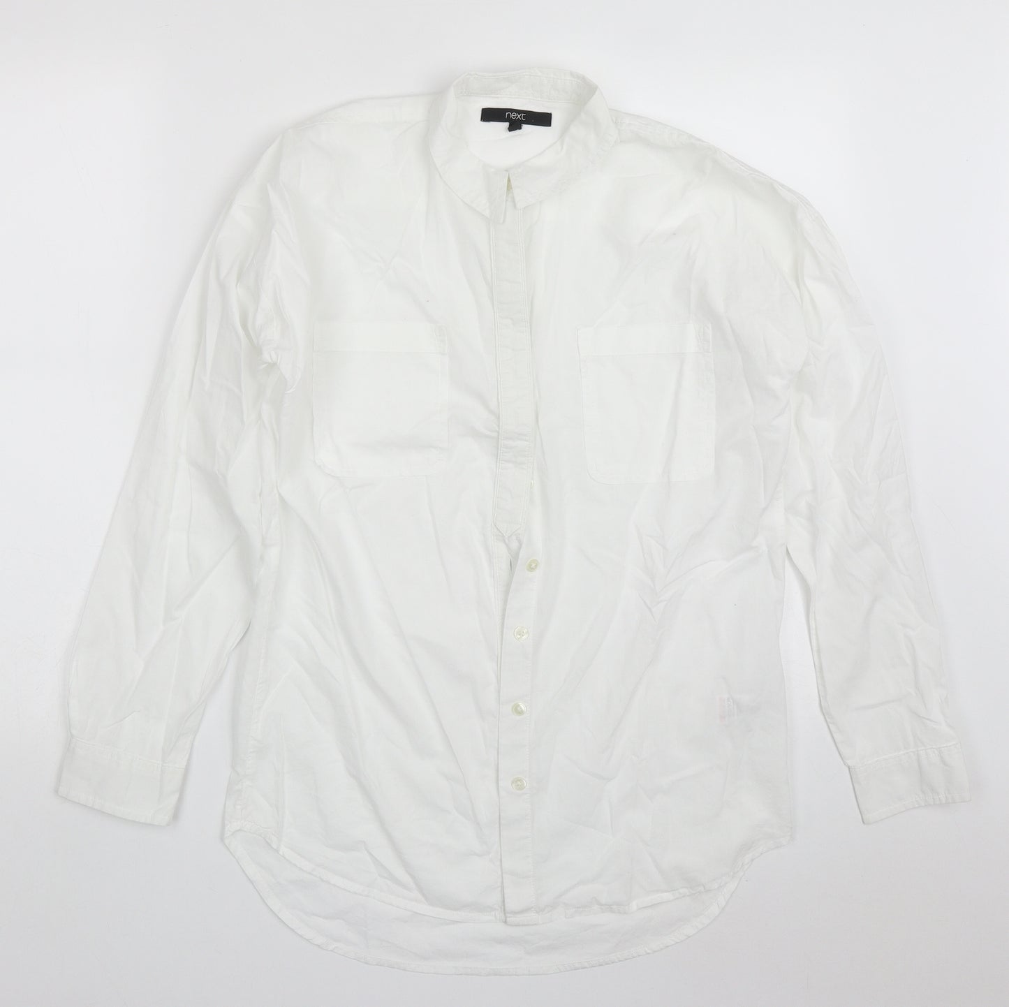 NEXT Womens White  Cotton Basic Button-Up Size 8 Collared