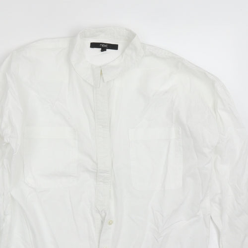 NEXT Womens White  Cotton Basic Button-Up Size 8 Collared