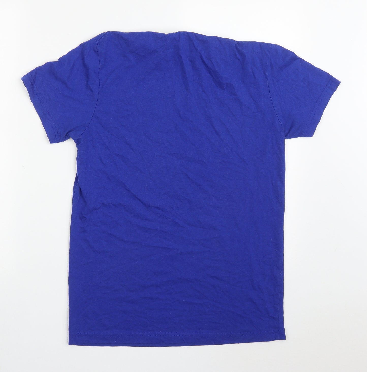 Preworn Mens Blue  Cotton  T-Shirt Size M Crew Neck  - Merry Christmas