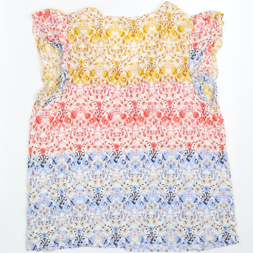 TU Womens Multicoloured Floral Viscose Basic T-Shirt Size 14 V-Neck