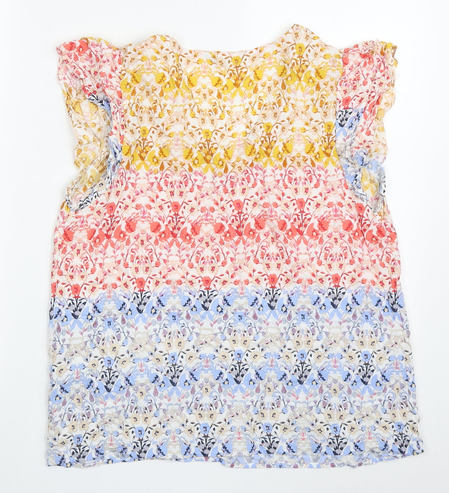TU Womens Multicoloured Floral Viscose Basic T-Shirt Size 14 V-Neck