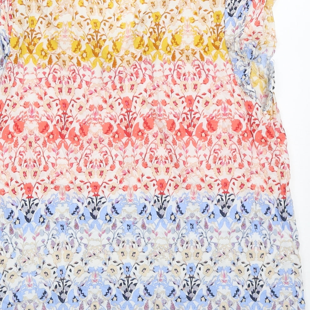TU Womens Multicoloured Floral Viscose Basic T-Shirt Size 14 V-Neck