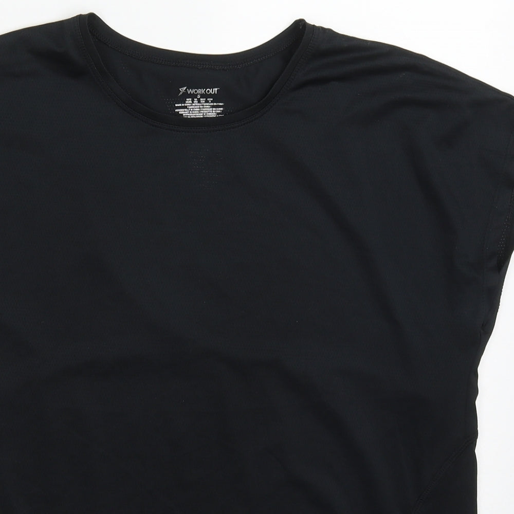 Primark Womens Black  Polyester Basic T-Shirt Size 10 Round Neck Pullover