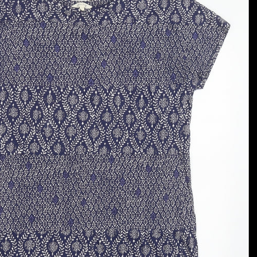 White Stuff Womens Blue Geometric Cotton T-Shirt Dress  Size 14  Round Neck Pullover