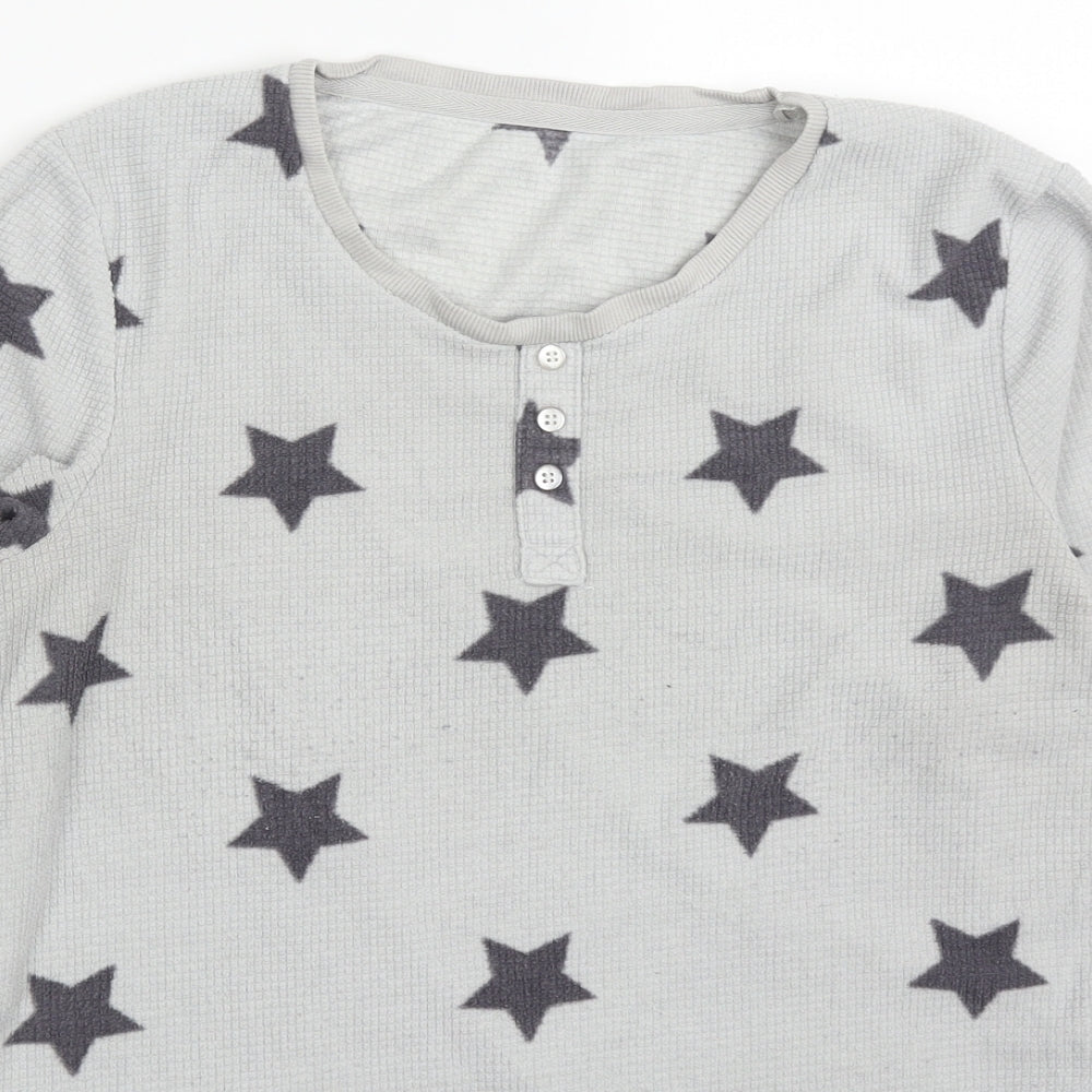 Dunnes Womens Grey Solid Polyester Top Pyjama Top Size S   - Stars