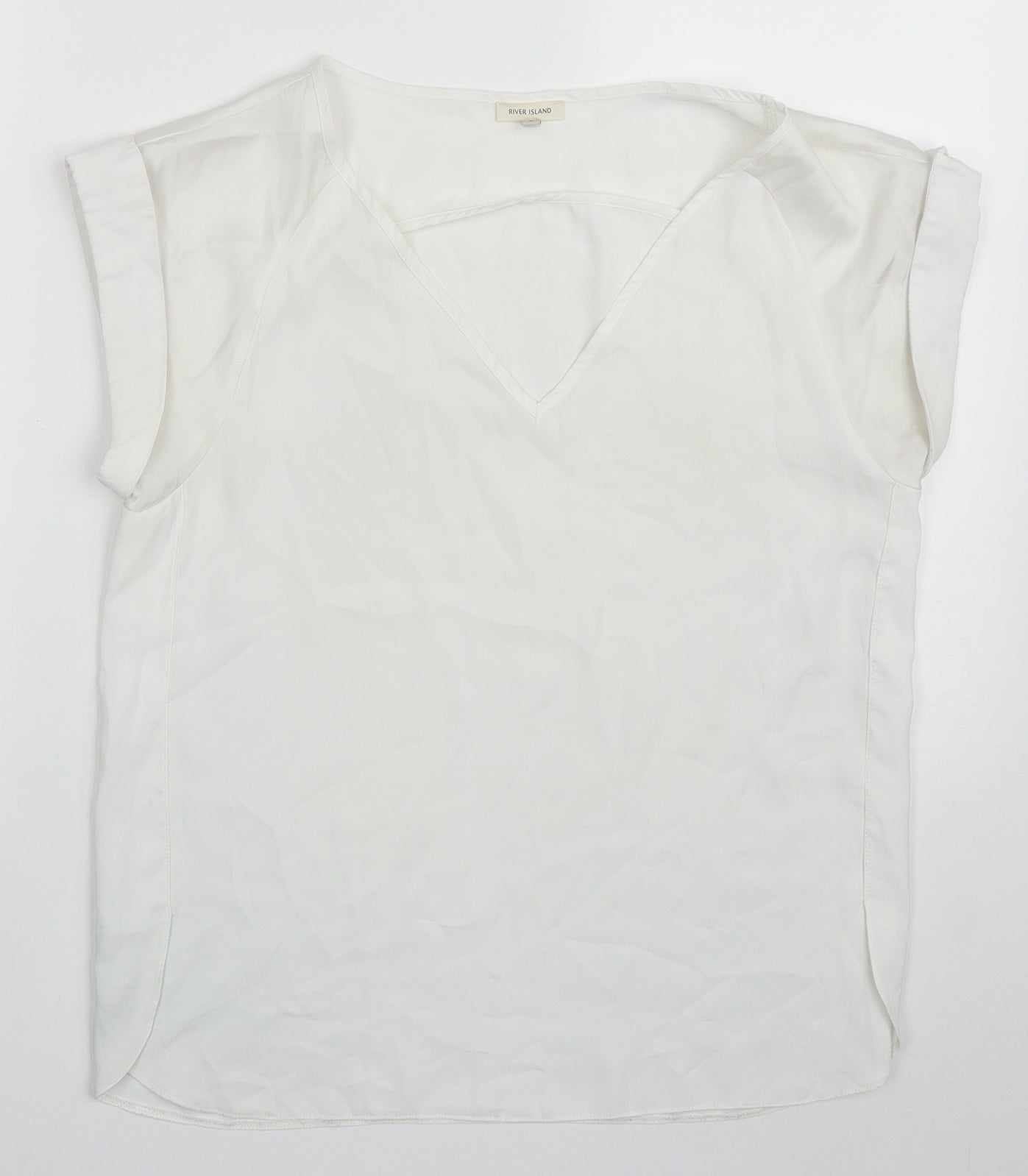 River Island Womens White  Polyester Basic Blouse Size 8 V-Neck