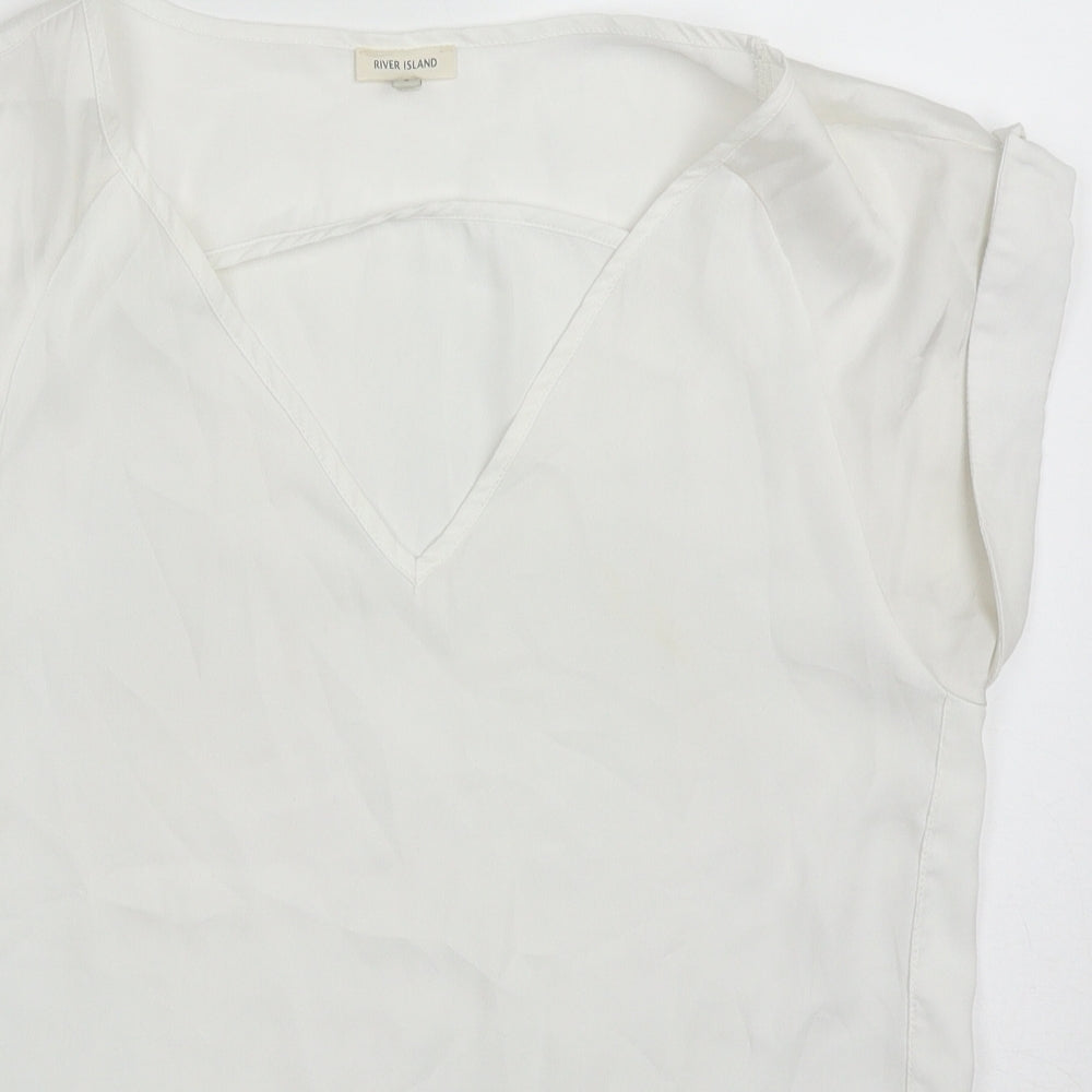 River Island Womens White  Polyester Basic Blouse Size 8 V-Neck
