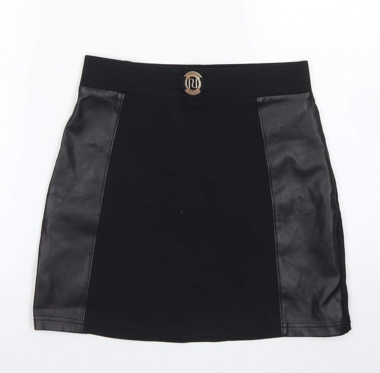 River Island Girls Black Colourblock Viscose Straight & Pencil Skirt Size 11-12 Years  Regular