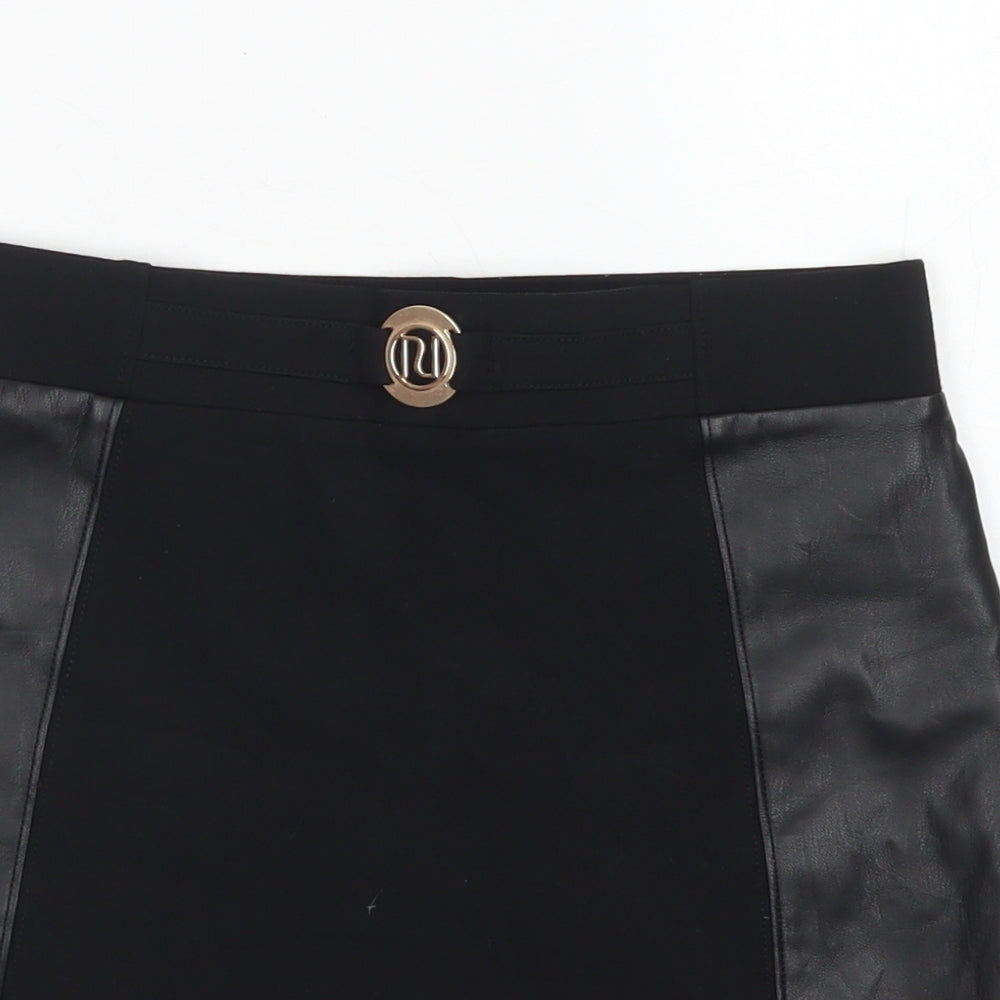 River Island Girls Black Colourblock Viscose Straight & Pencil Skirt Size 11-12 Years  Regular