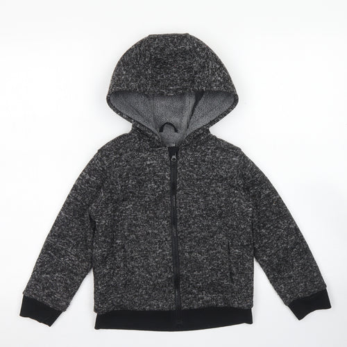 Primark Boys Grey  Polyester Full Zip Hoodie Size 5-6 Years  Zip
