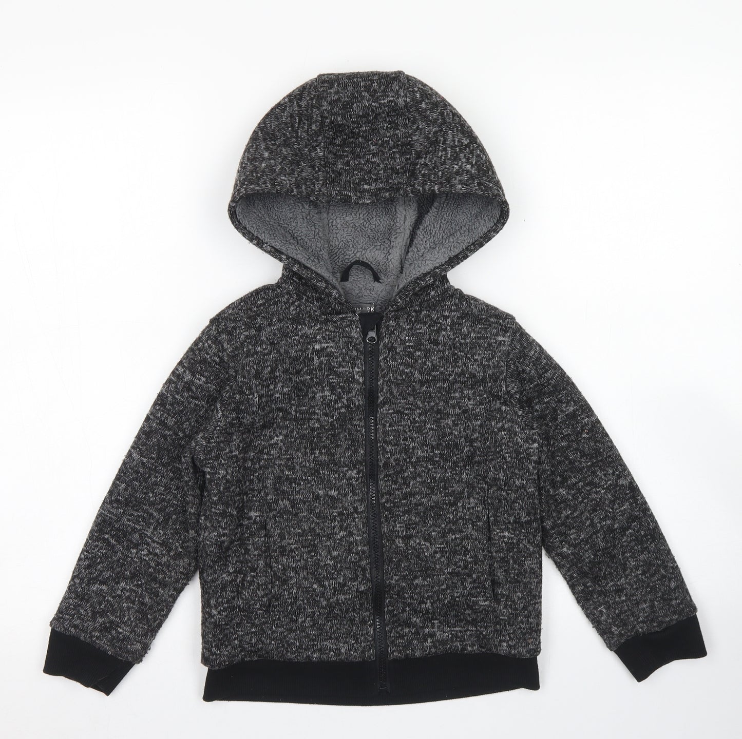 Primark Boys Grey  Polyester Full Zip Hoodie Size 5-6 Years  Zip