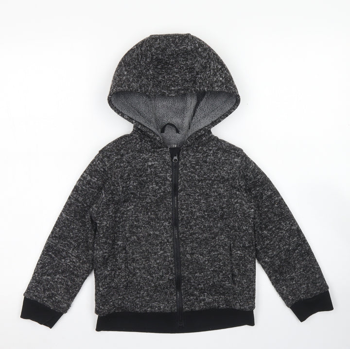 Primark Boys Grey  Polyester Full Zip Hoodie Size 5-6 Years  Zip