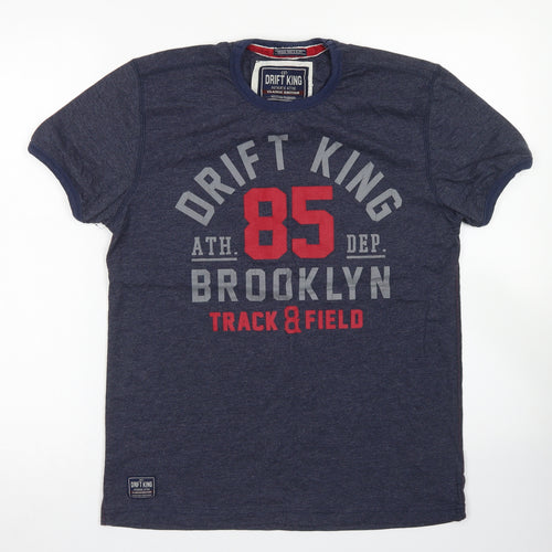 Drift King Mens Blue  Polyester  T-Shirt Size S Crew Neck