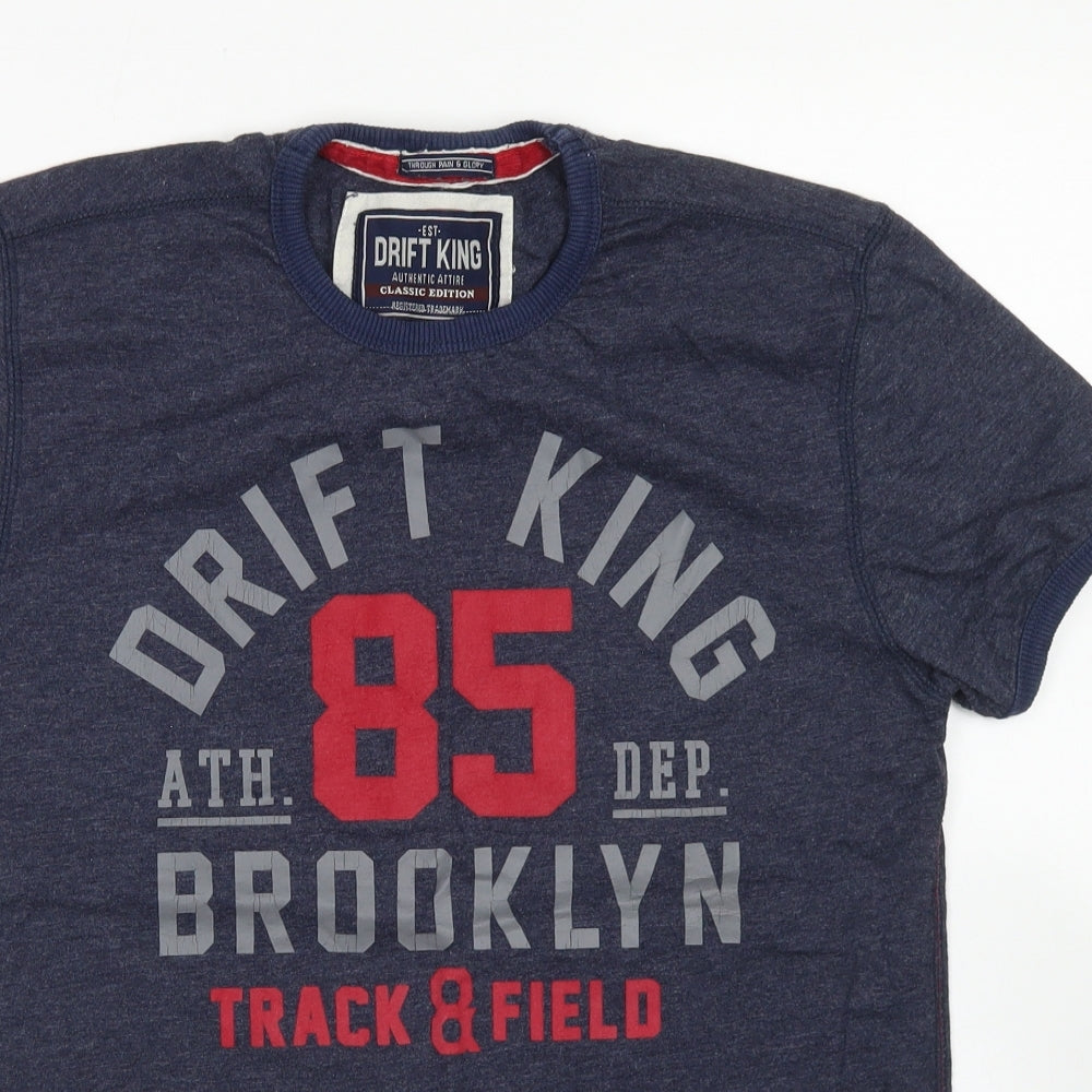 Drift King Mens Blue  Polyester  T-Shirt Size S Crew Neck