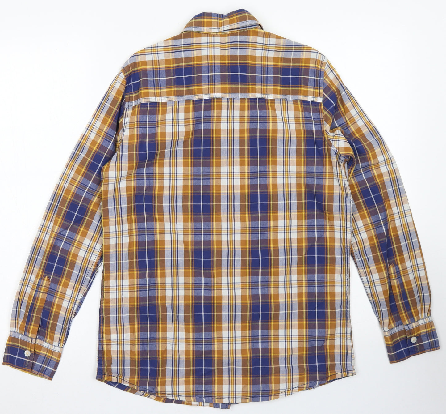 Esprit Boys Blue Plaid Cotton Basic Button-Up Size 12-13 Years Collared Button