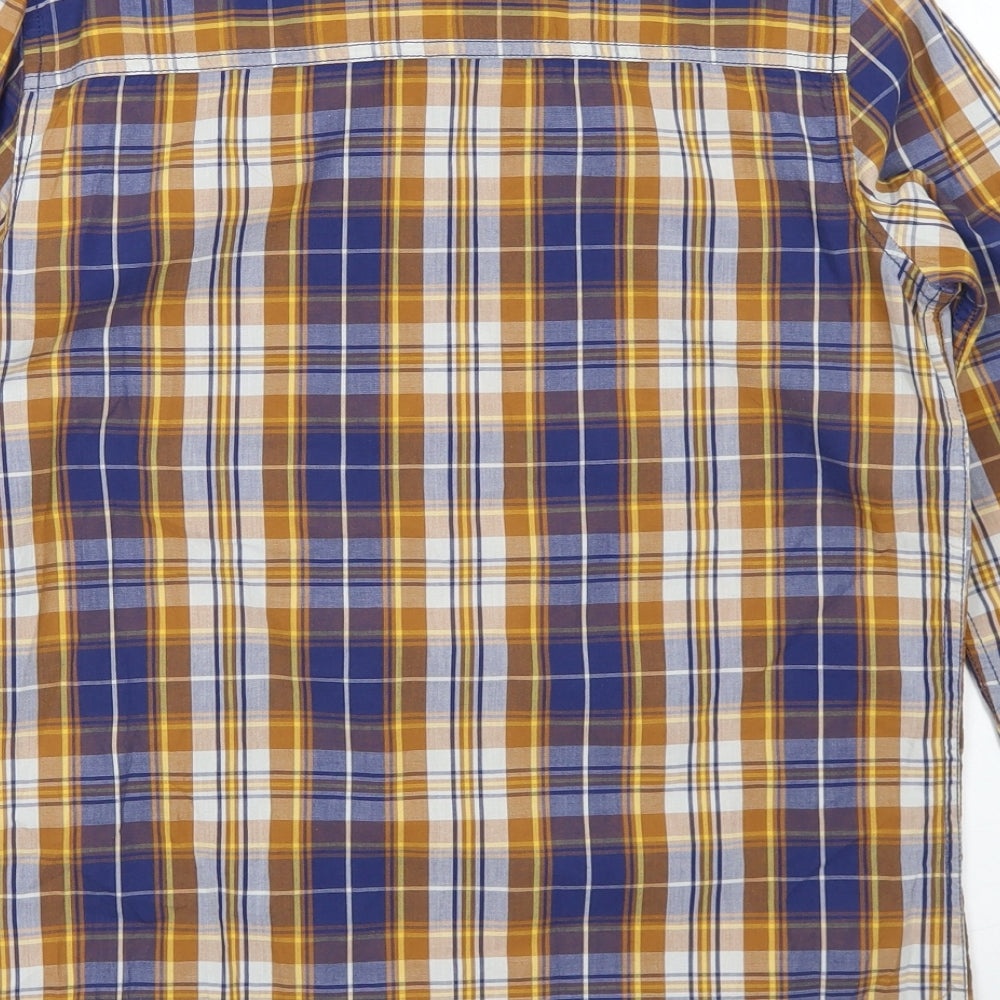 Esprit Boys Blue Plaid Cotton Basic Button-Up Size 12-13 Years Collared Button