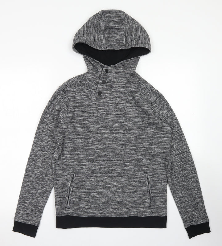 M&S Boys Grey  Cotton Pullover Hoodie Size 13-14 Years  Snap