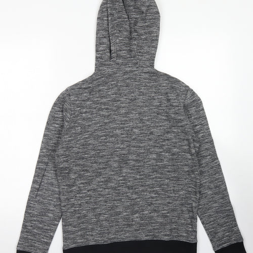 M&S Boys Grey  Cotton Pullover Hoodie Size 13-14 Years  Snap