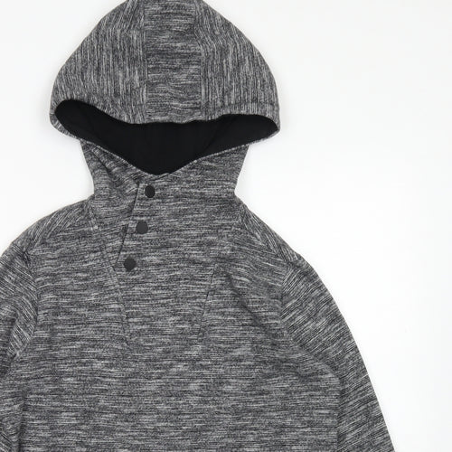 M&S Boys Grey  Cotton Pullover Hoodie Size 13-14 Years  Snap