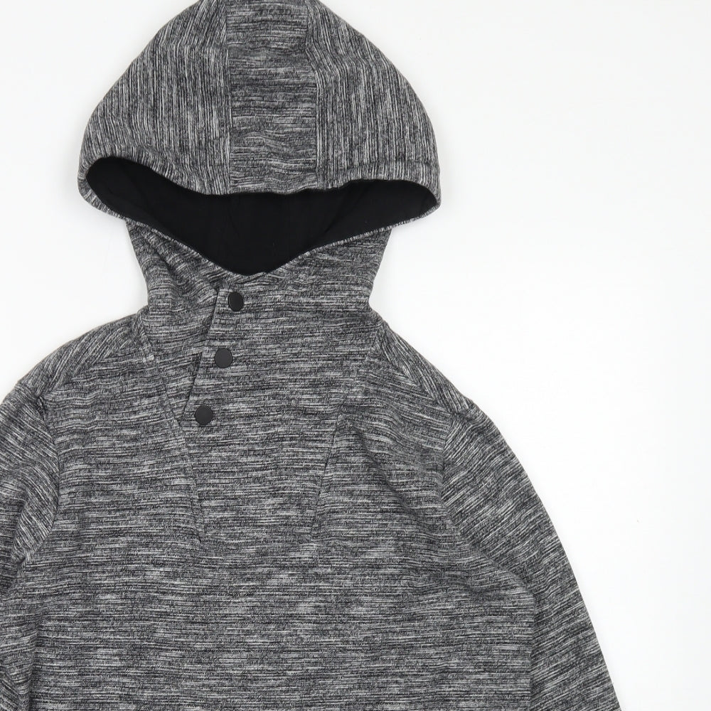 M&S Boys Grey  Cotton Pullover Hoodie Size 13-14 Years  Snap
