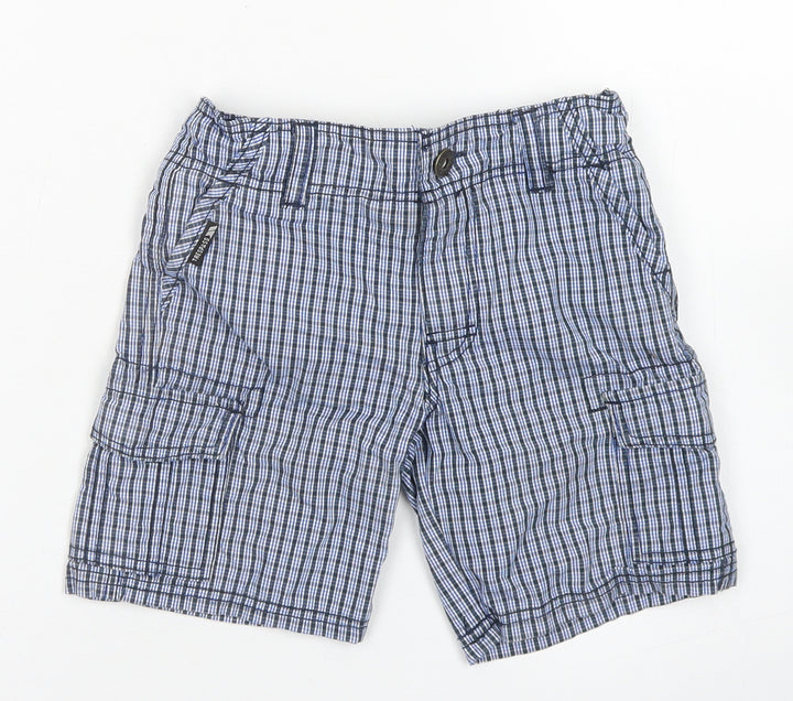 Trespass Boys Blue Plaid Cotton Chino Shorts Size 3-4 Years  Regular