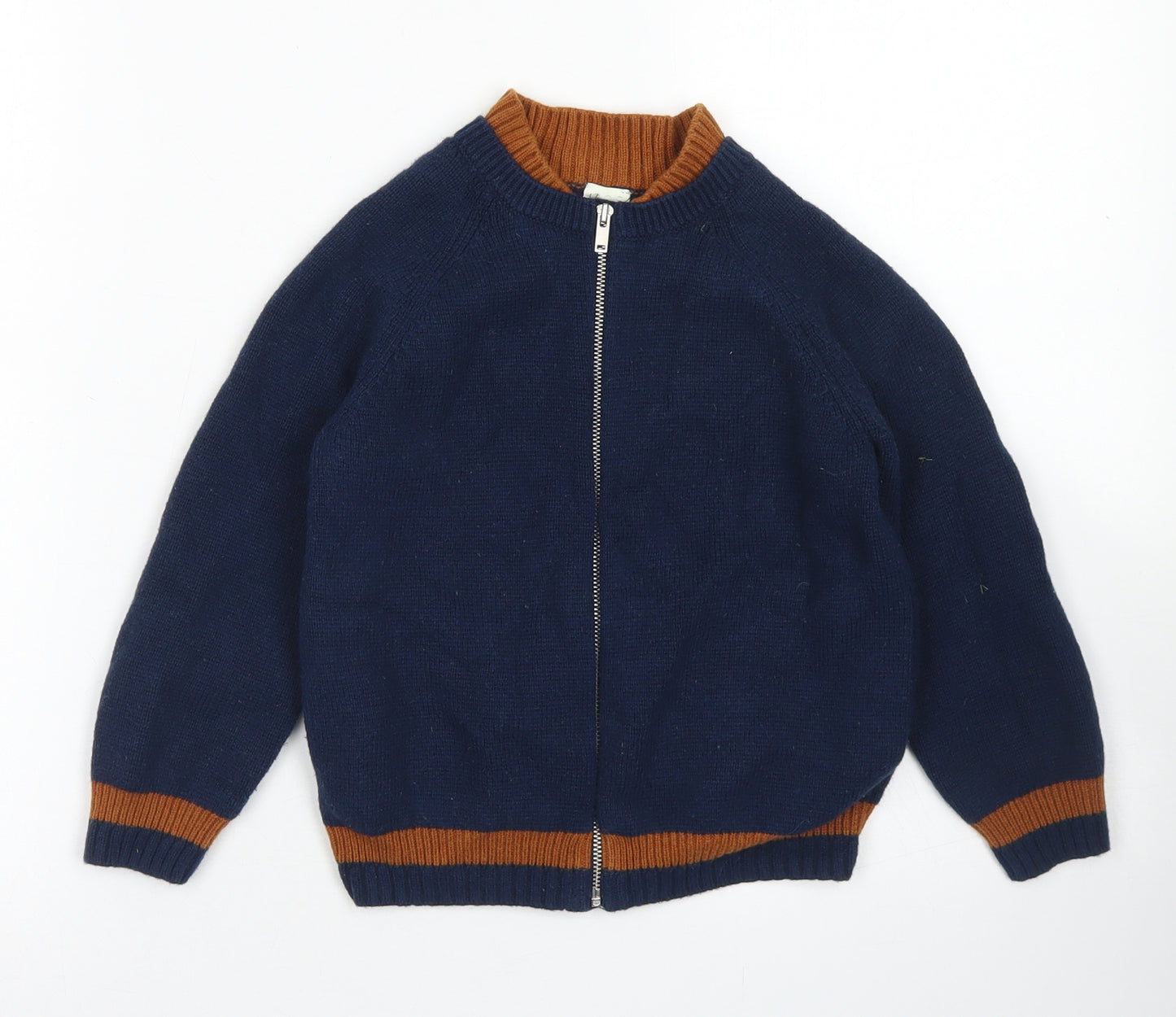 COS Boys Blue Crew Neck  Cotton Cardigan Jumper Size 4-5 Years  Zip