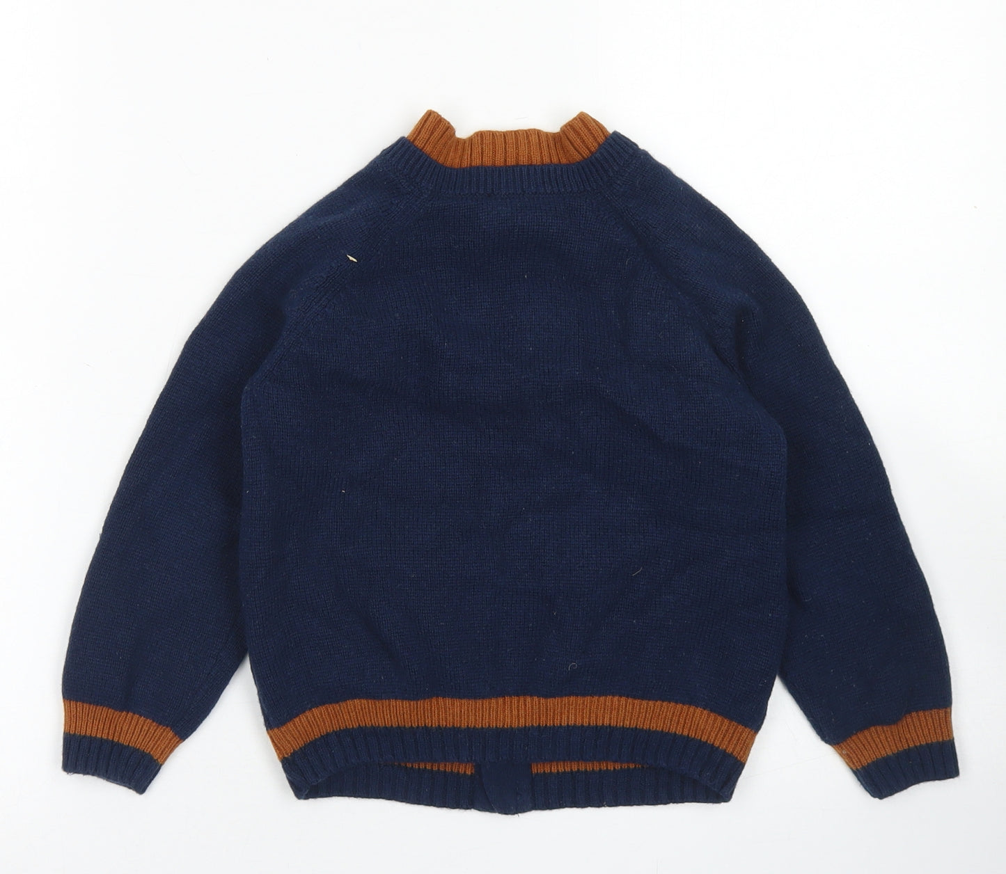 COS Boys Blue Crew Neck  Cotton Cardigan Jumper Size 4-5 Years  Zip