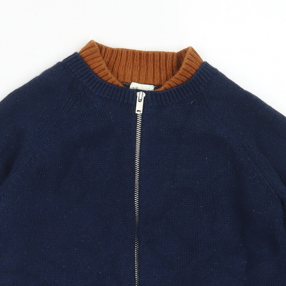 COS Boys Blue Crew Neck  Cotton Cardigan Jumper Size 4-5 Years  Zip