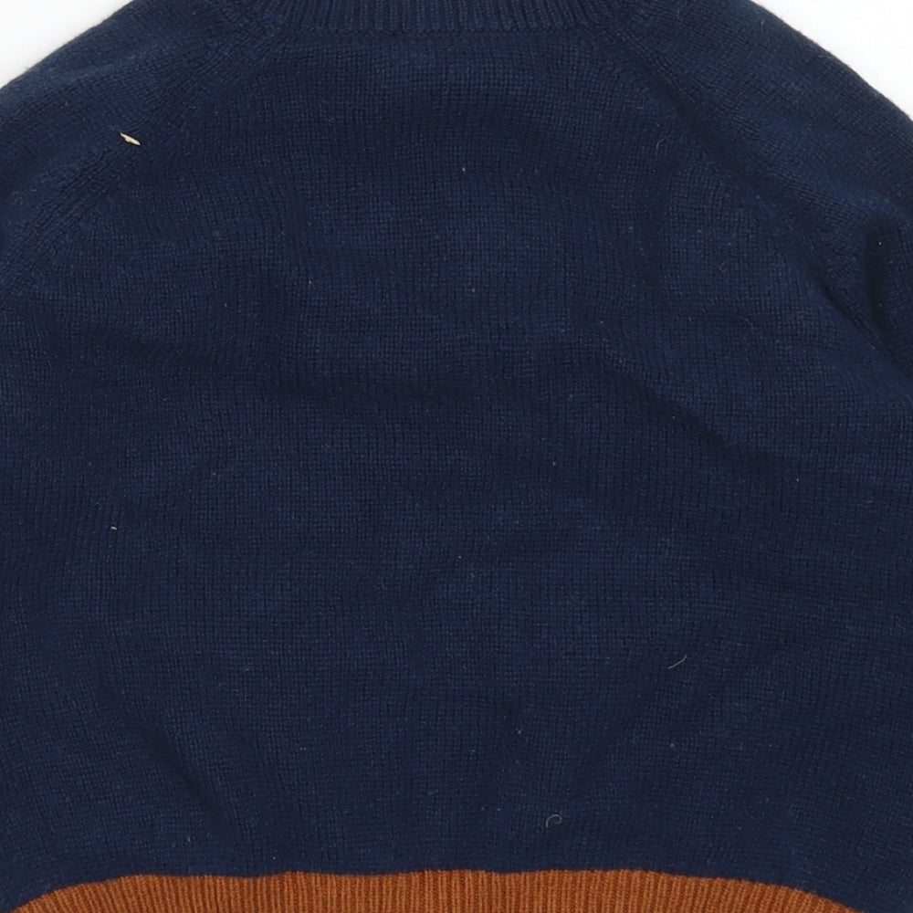 COS Boys Blue Crew Neck  Cotton Cardigan Jumper Size 4-5 Years  Zip