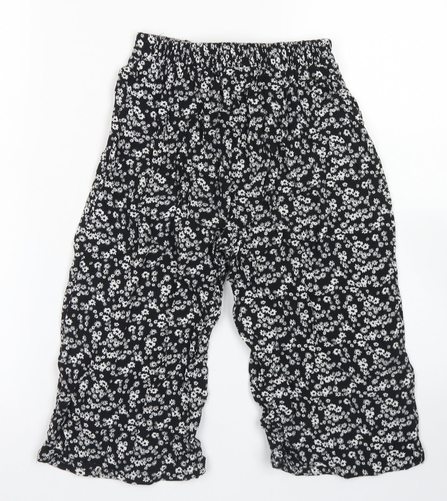 Miss E-vie Girls Black Floral Viscose Culotte Shorts Size 8-9 Years  Regular