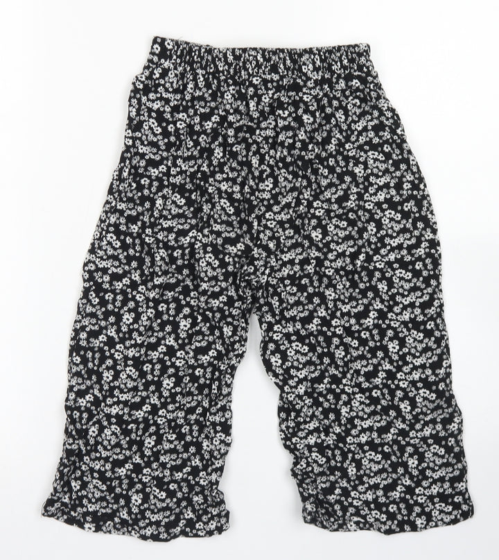 Miss E-vie Girls Black Floral Viscose Culotte Shorts Size 8-9 Years  Regular